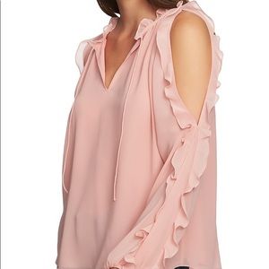 1.STATE Ruffled Cold-shoulder Top In Tudor Rose